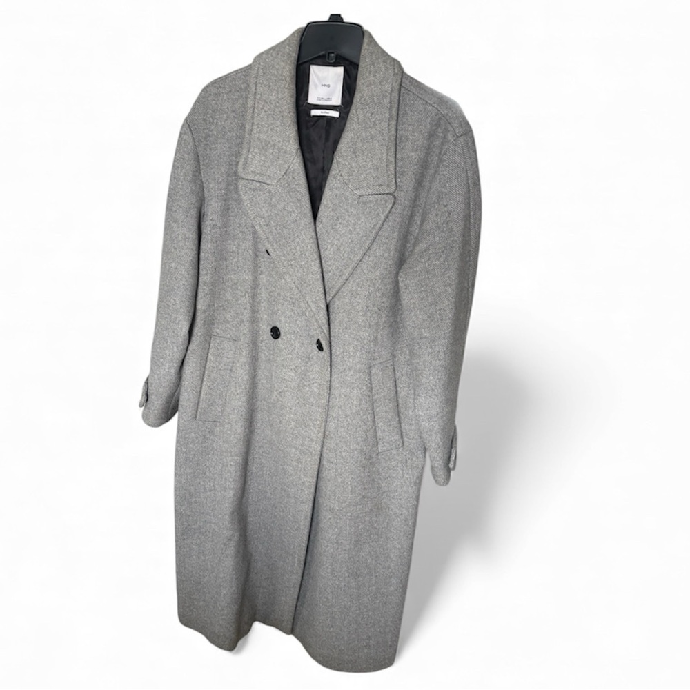 Mango Elegant Gray Double-Breasted Pea Coat - Picture 5 of 6